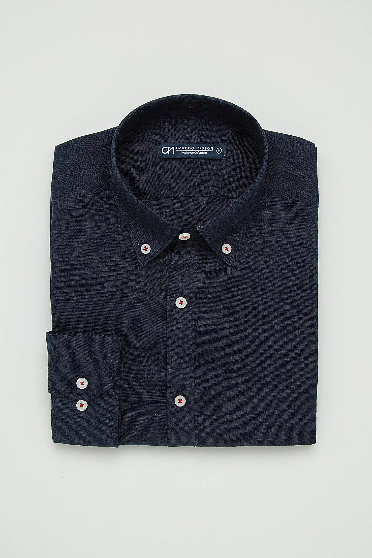 Camisa Button Down Lino Azul Oscuro